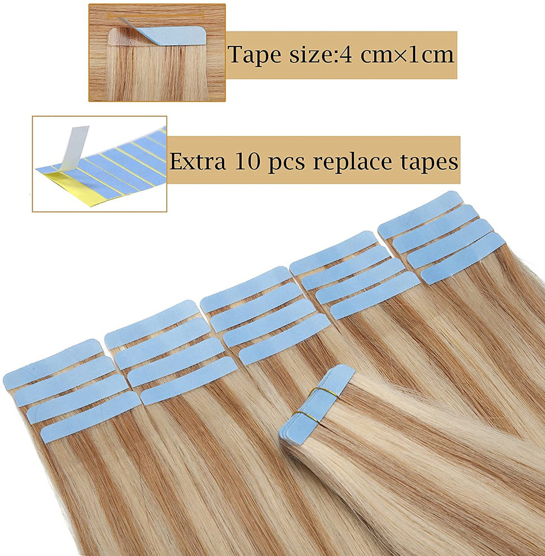 SEGO Tape in Extensions Echthaar Haarverlängerung 40 Pcs 2.5g/Tresse Klebeband Band Haarteil glatt K