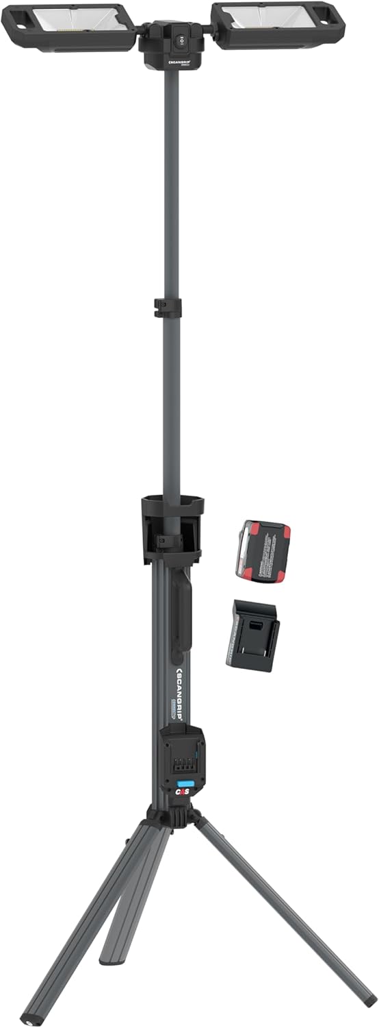 SCANGRIP Tower 8 Connect, Stativ mit LED-Strahlern 8000 Lumen und Universelles Stromversorgungssyste