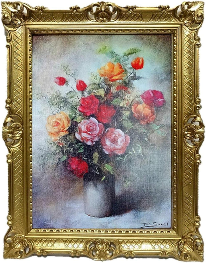 Lnxp Bild Foto 90x70 cm BLUMEN P. SOREL Bilderrahmen Bilder mit rahmen barock Wandbild Kunstdrucke G