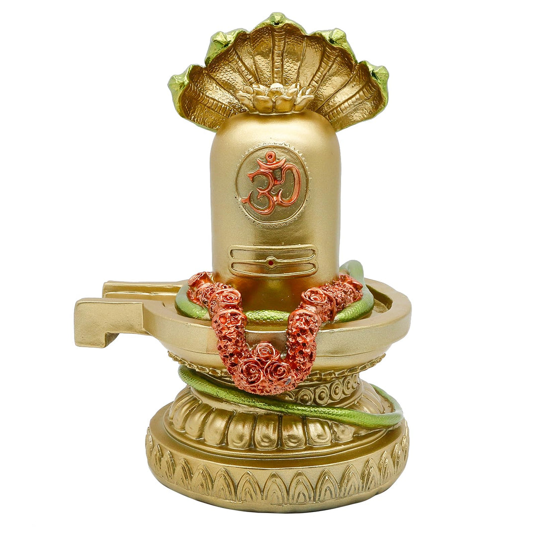 BangDa Bangda Hindu-Lord Shiva-Statue 6.3" X 5.9" X 8.5"H Shiva Lingam Gold, Gold