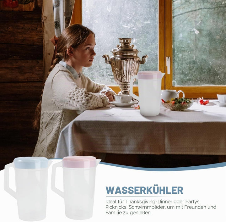 YARNOW 2 Stücke Wasserkrug Saftkrug 2000ml Kühlschrankkrug mit Skala Kunststoff Karaffe Saft Krug mi