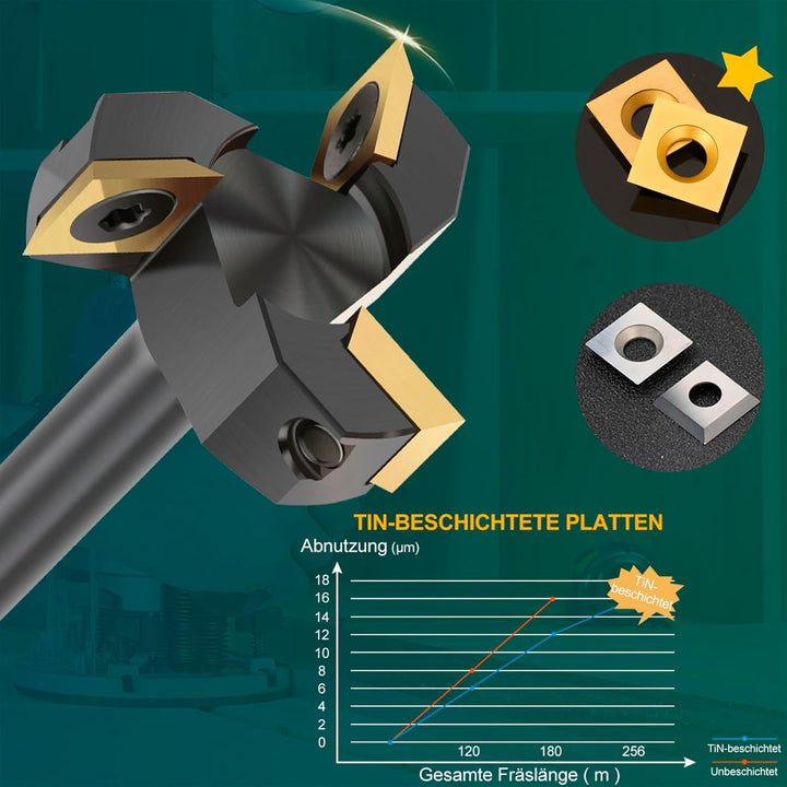 BALUGAEA Planfräser 8mm Schaft Durchmesser 35 mm Hobelfräser Holz Abflachfräser mit TiN-besch Hartme