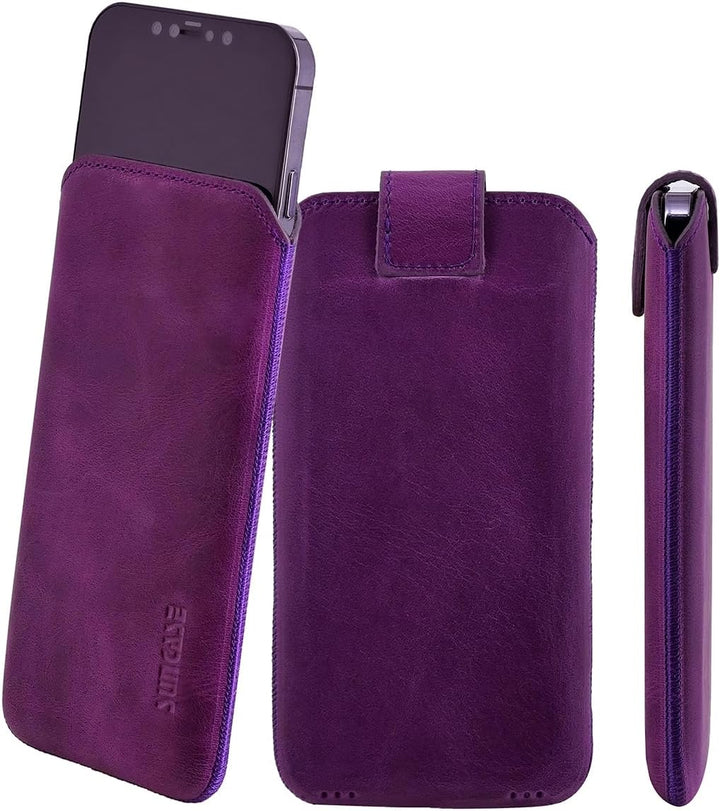 Suncase ECHT Ledertasche Leder Etui *Slim-Edition* kompatibel mit iPhone 16 Pro Max (6,9 Zoll) Hülle
