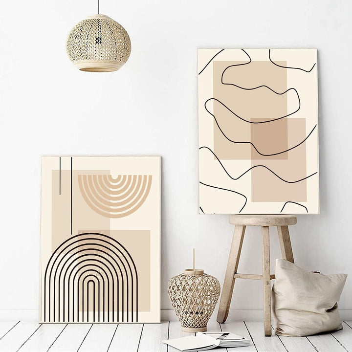 JNAOZI Abstrakte Linie Geometrie Bilder,Abstrakte Botanische Kunst Poster,Interior Home Decor Wall A