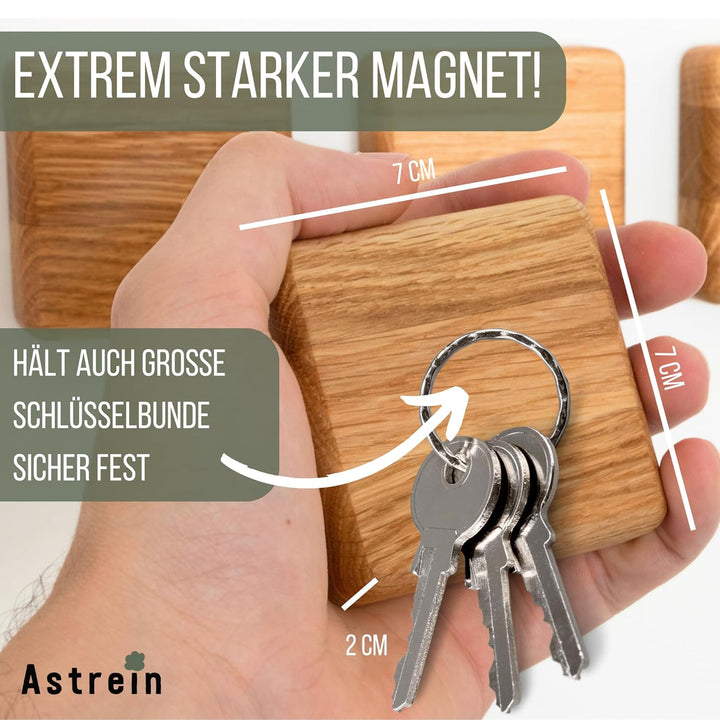 ASTREIN® | Magnetischer Schlüsselhalter | Messerhalter | Wandhalterung aus Holz | Eiche | Umzugsgesc
