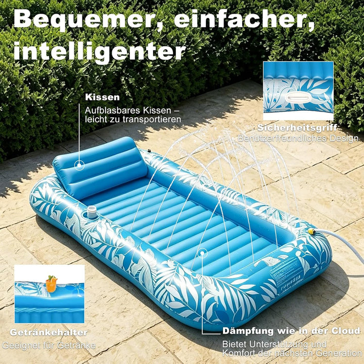 Balakaka Luftmatratze Tanning Pool Gross 208×130cm, Aufblasbarer Sonnenpool für Erwachsene mit Handl