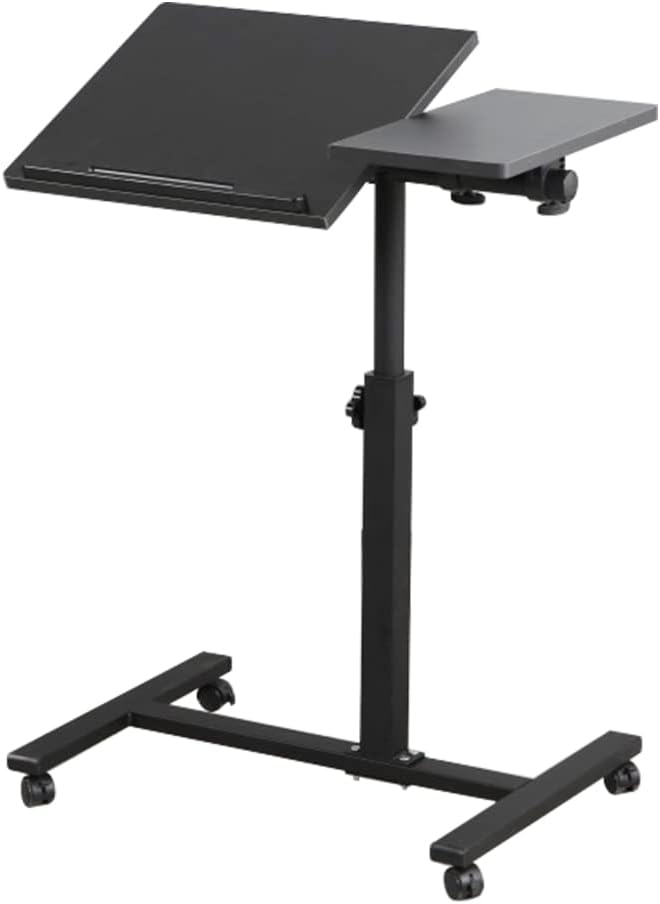 LANTUS Betttisch für Laptop, höhenverstellbar, 5 Rollen, abschliessbar, zusammenklappbar, Holz, PC,