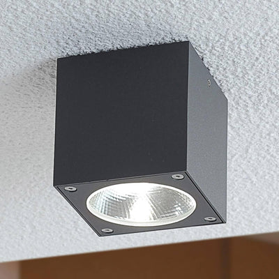 Lucande LED Deckenleuchten 'Cordy' (spritzwassergeschützt) (Modern) in Schwarz aus Aluminium (1 flam