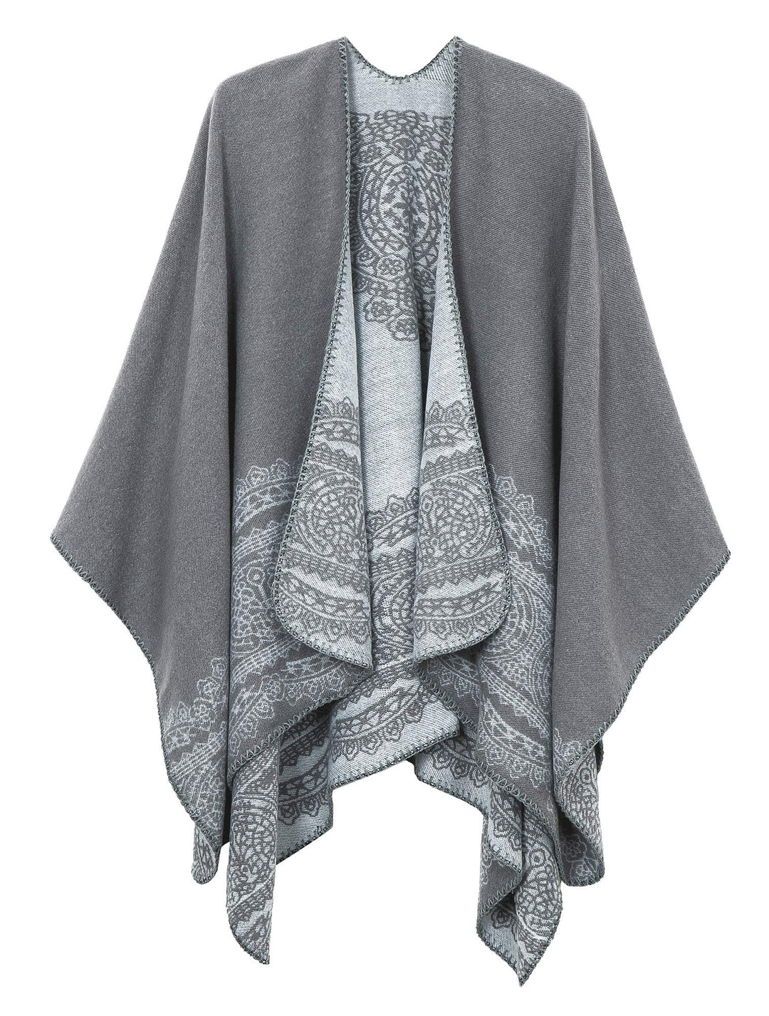 EXCHIC Damen Warm Offene Front Strick Schals und Wraps Floral Elegante Cardigans Poncho Cape Coat Ma