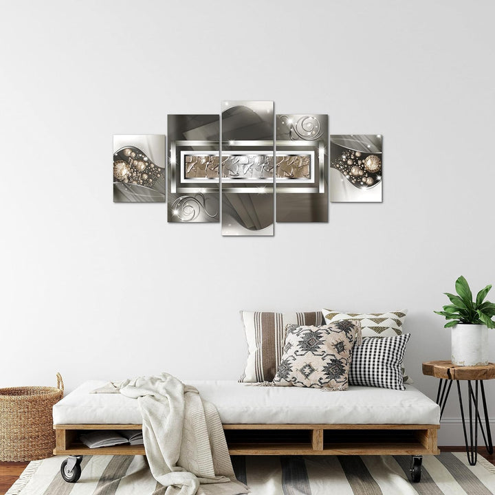 Runa Art Bild Wohnzimmer Schlafzimmer Abstrakt 5 Teilig Diamant Beige Braun Wandbilder auf Vlies Lei