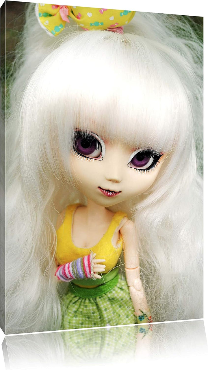 Pullip-Püppchen im 70er-Jahre-Stil Leinwand, XXL riesige Bilder fertig gerahmt mit Keilrahmen, Kunst