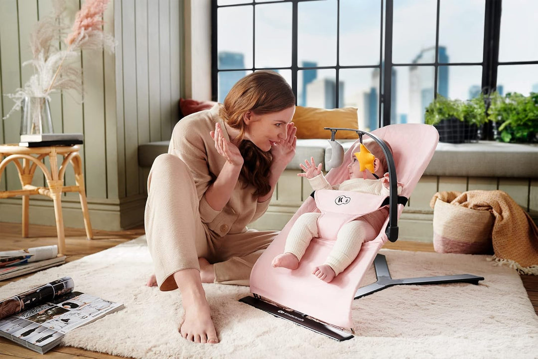 Kinderkraft Babywippe MIMI, Spielbügel mit 2 Spielzeuge, verstellbare Rückenlehne, Weiches Material,