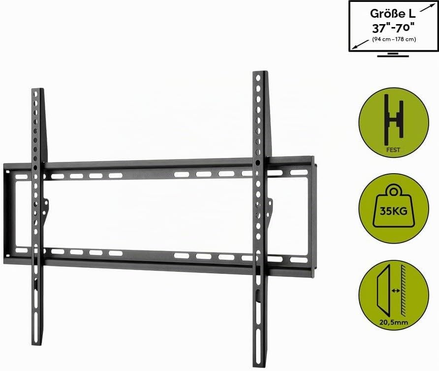 Goobay 49732 Wandhalterung 65 Zoll extra Flache Halterung für grosse Fernseher von 37 bis 70“ bis 35
