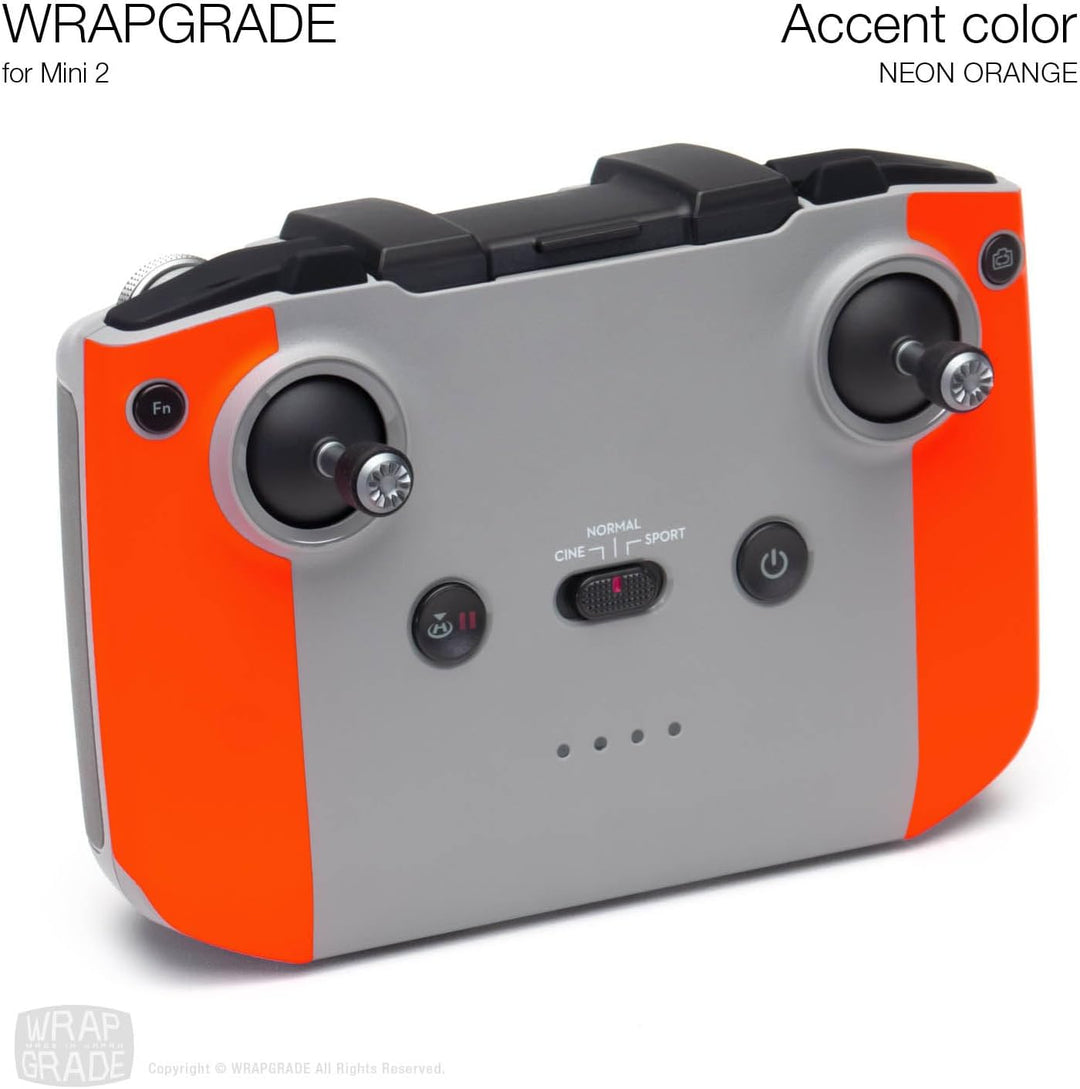 Wrapgrade Skin Sticker Set Kompatibel mit DJI Mini 2 | Akzentfarbe (NEON ORANGE), Neon Orange