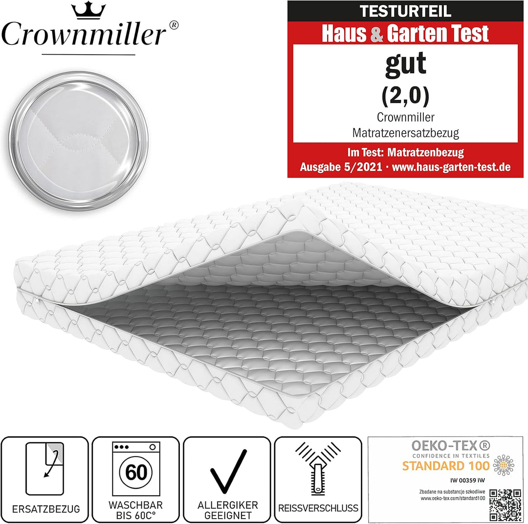 Crownmiller Microfaser Matratzenersatzbezug, Matratzenbezug 120x200 cm für Matratzen von 20 bis 24 c