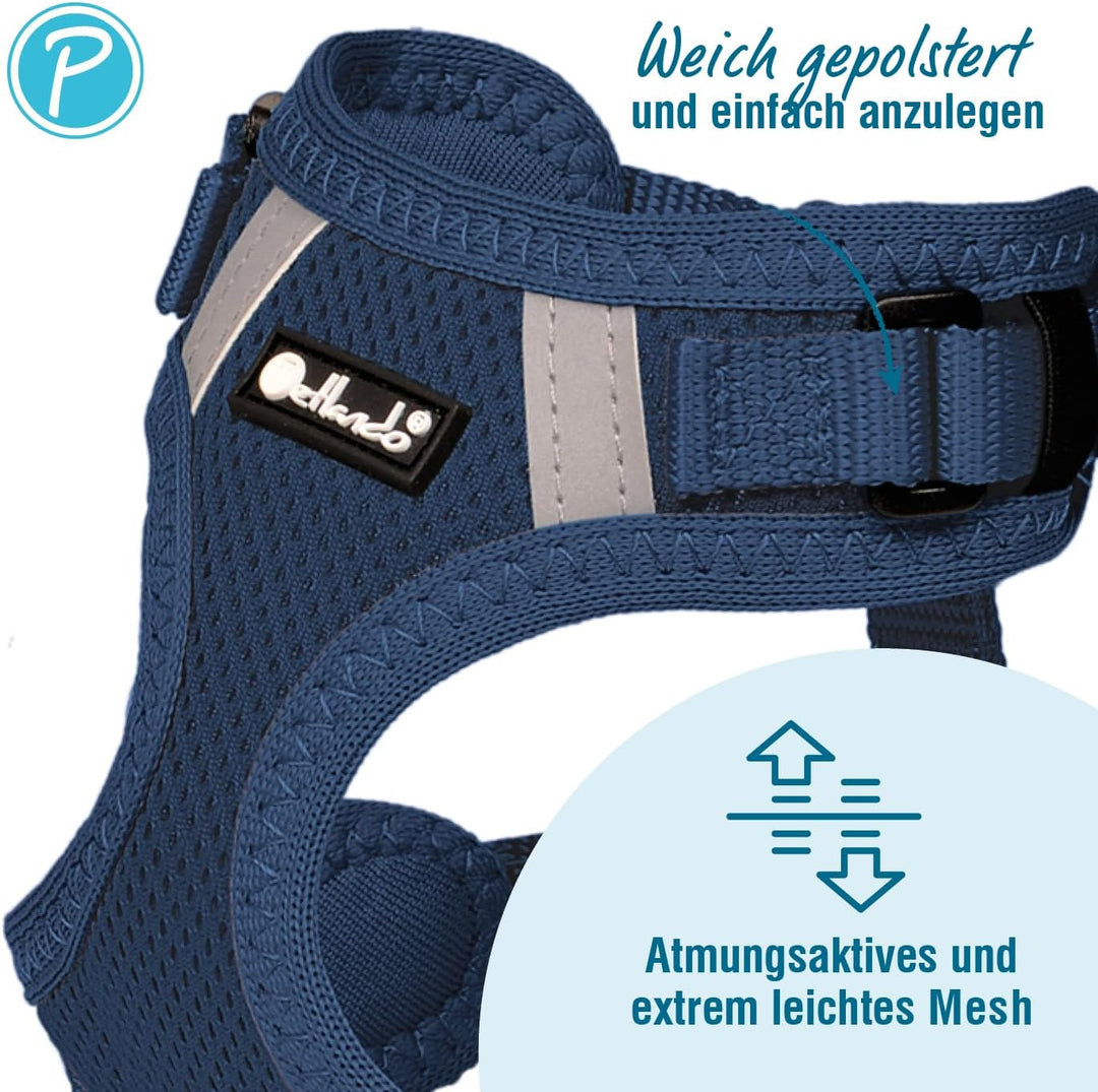 Petlando Hundegeschirr Mesh Vest, leichtes Brustgeschirr aus weichem Mesh & Nylon, stufenlos verstel