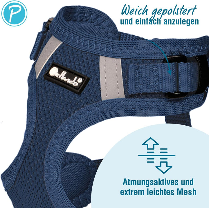 Petlando Hundegeschirr Mesh Vest, leichtes Brustgeschirr aus weichem Mesh & Nylon, stufenlos verstel
