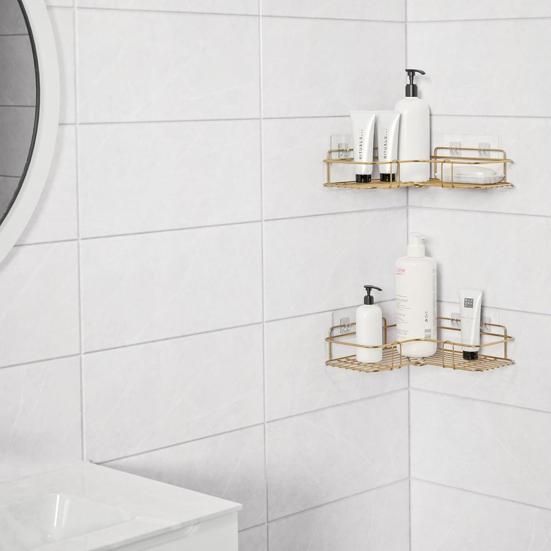 Navaris 2x Duschablage ohne Bohren - Bad Duschregal Eckregal 2er Set - Badezimmer Regal Wand - Ablag