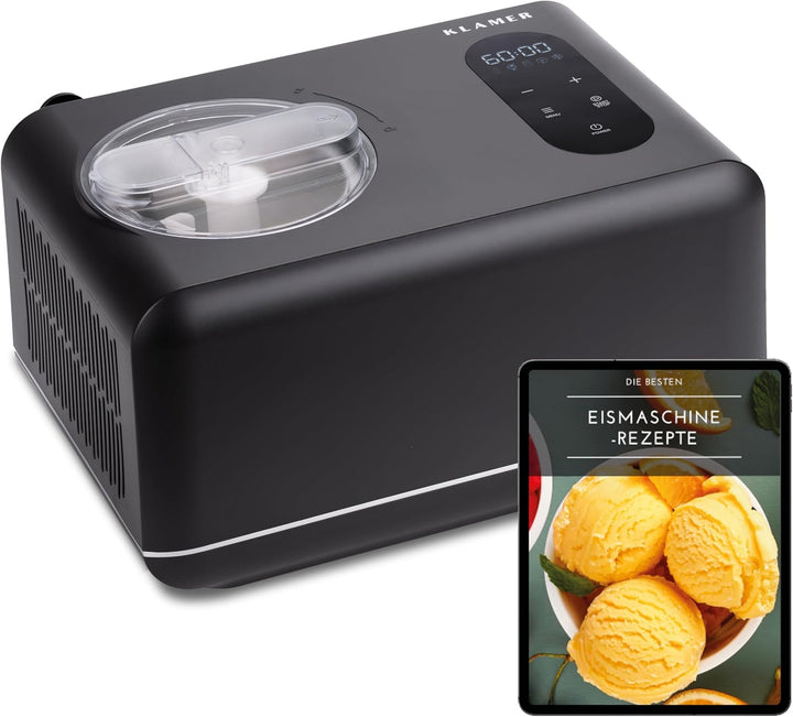 KLAMER 3-in-1 Eismaschine, Slush Maschine & Joghurtbereiter 1,5 L, 150 W Eiscrememaschine aus Edelst