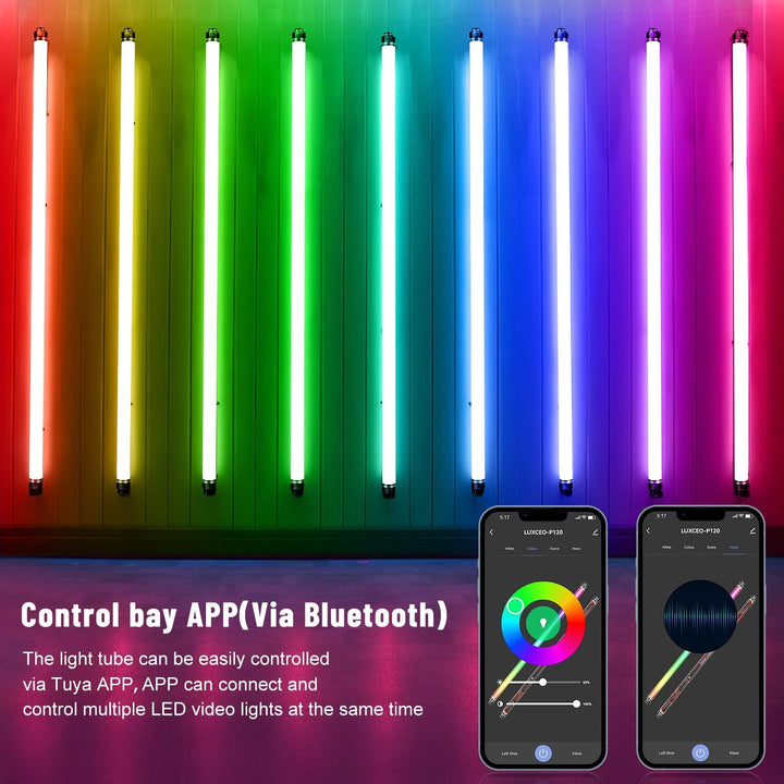 LUXCEO P120 RGB Videoleuchte Lichtstab1350 Lumen, 3000K-5750K LED Handheld Fotografie Licht,APP-Steu