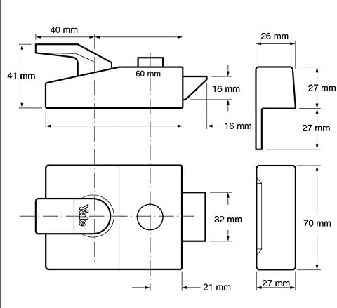Yale 89 Standard Nachtriegelschloss, Chromzylinder satiniert, Dornmass 60 mm Satin Chrome Cylinder 6