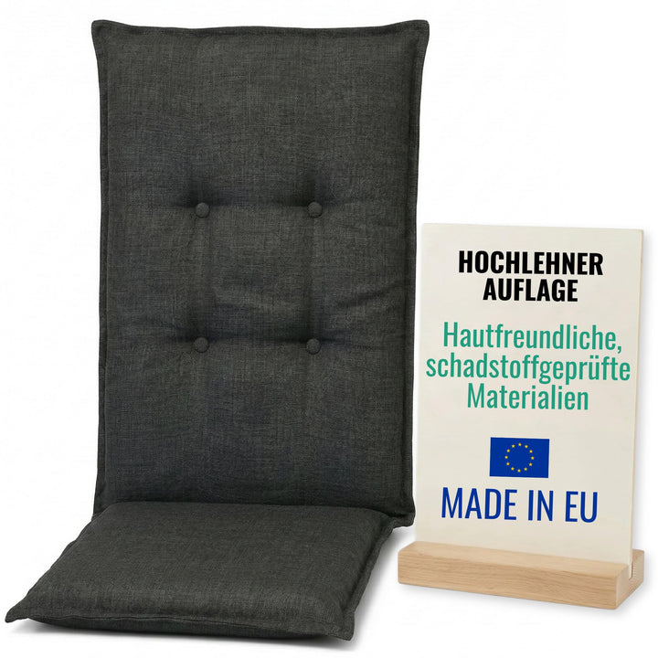 Hochlehner Auflage 120x50x6 cm | Gartenstuhl Sitzkissen mit Befestigungsbändern | UV-beständig & beq