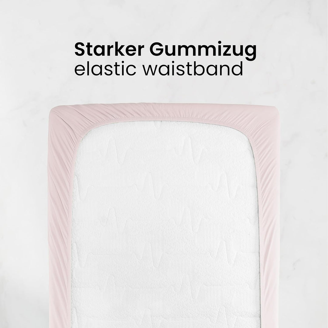 BaSaTex Bio Jersey Premium Spannbettlaken | Spennbetttuch für Wasserbetten und Boxspringbetten | 97%