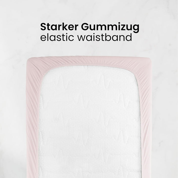 BaSaTex Bio Jersey Premium Spannbettlaken | Spennbetttuch für Wasserbetten und Boxspringbetten | 97%