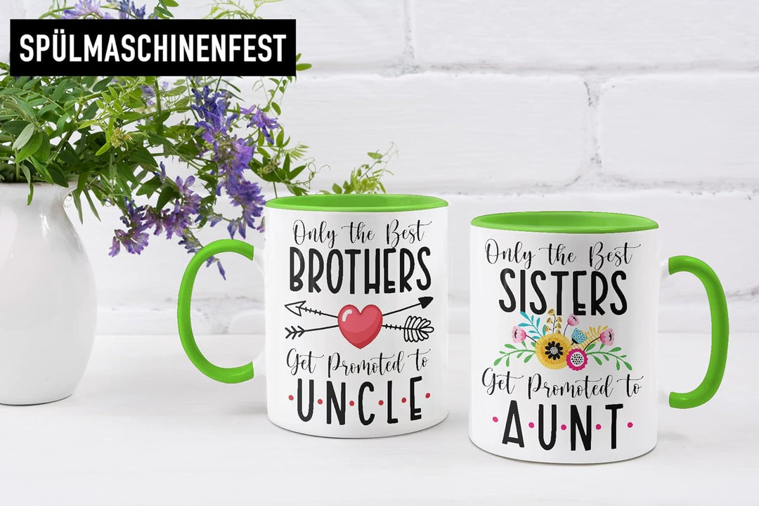 Trendation - Ihr werdet Onkel und Tante 2023 Tassen Set Geschenk Schwangerschaft Verkünden Baby Über
