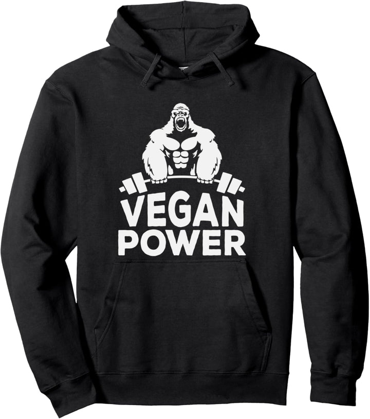 Fun Gym Gorilla Vegan Power Workout Fitness Vegan Lifestyle Pullover Hoodie