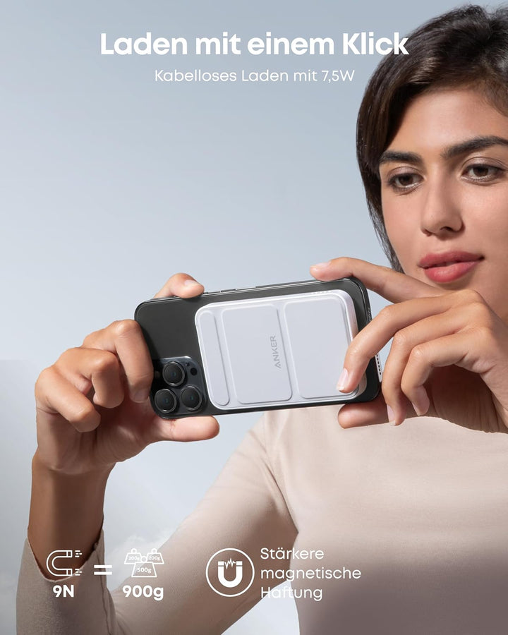Anker 622 Magnetische Kabellose Powerbank (MagGo), 5000mAh Klappbare Magnetische Powerbank mit USB-C