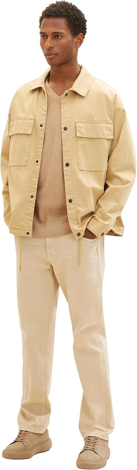 TOM TAILOR Herren Cosy Strickpullover mit V-Ausschnitt M 32722 - Beach Sand Melange, M 32722 - Beach