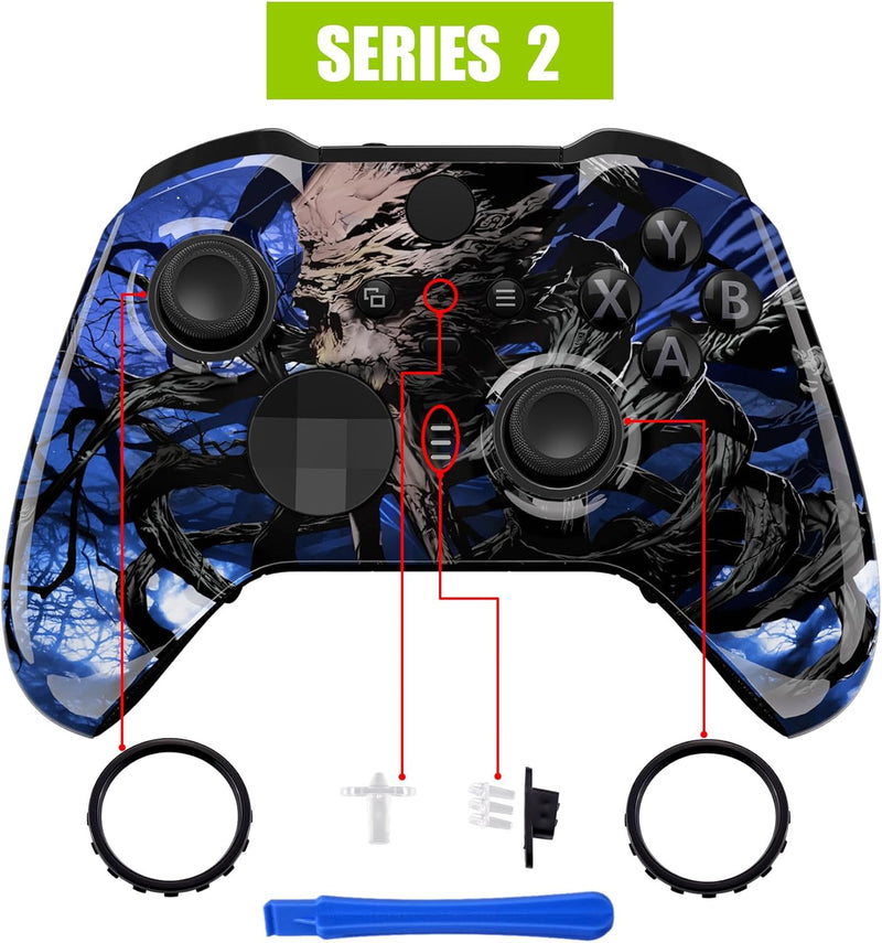 eXtremeRate Front Case für Xbox Elite Series 2/Series 2-Core Controller,DIY-Ersatz Hülle&Thumbstick