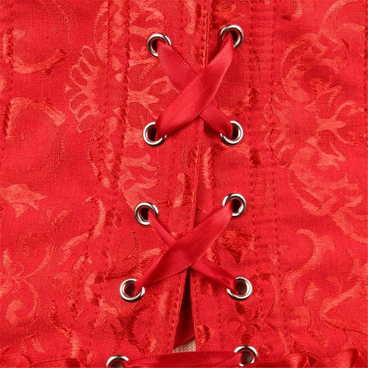 Damen Korsett Bauchweg Vollbrust Corsage Top Gothic Burlesque Schnüren Bustier Rot M, Rot M