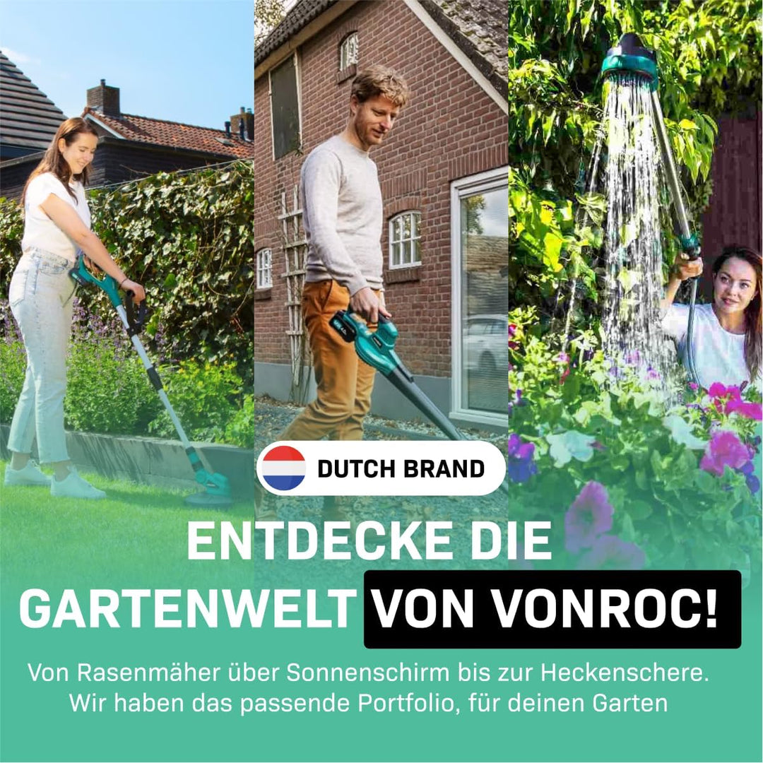 VONROC Schlauchtrommel Gartenschlauch als Schlauchaufroller 15 Meter - Wasserschlauch 180° drehbar a