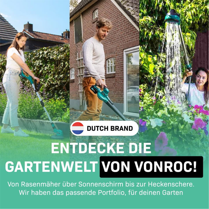 VONROC Schlauchtrommel Gartenschlauch als Schlauchaufroller 15 Meter - Wasserschlauch 180° drehbar a