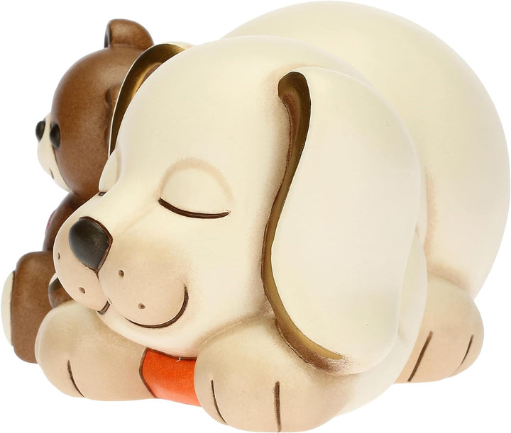 THUN - Hund mit Teddy - Wohnzimmer, Symbole, Tiere und Minianiere - Handgemalte Keramik - 9,1 x 7,6