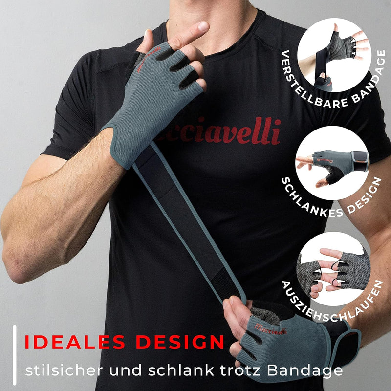 MACCIAVELLI® Fitness Handschuhe Herren Damen - Trainingshandschuhe für Krafttraining, Kraftsport, Bo