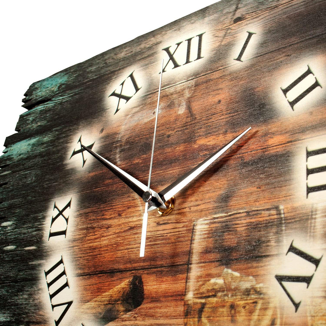 Kreative Feder Whiskey Whisky Shabby Style Designer Wanduhr Funkuhr aus Holz *Made in Germany leise