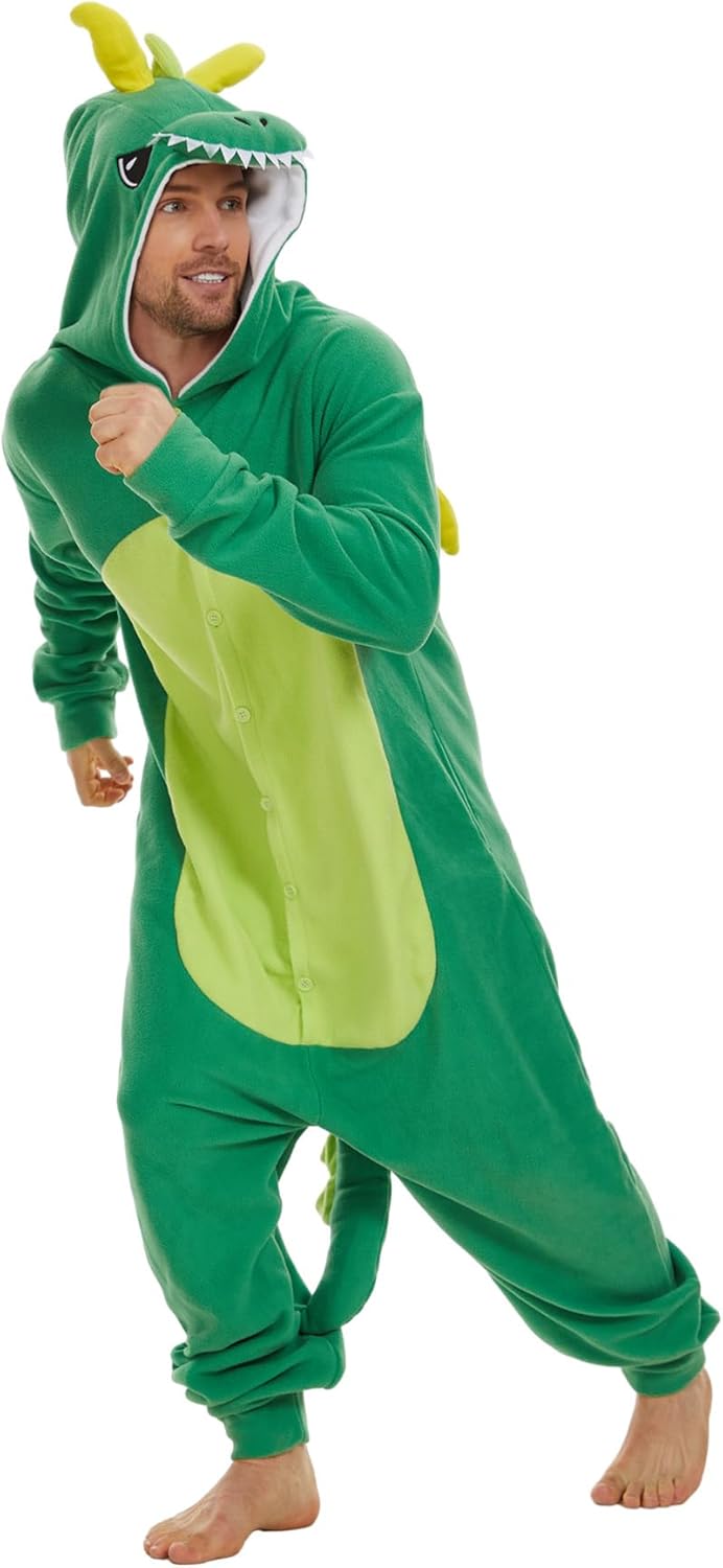 Guturris Unisex Drache Pyjamas Tier Schlafanzug Jumpsuit Halloween Cosplay Kostüm Schlafanzug Nachtw