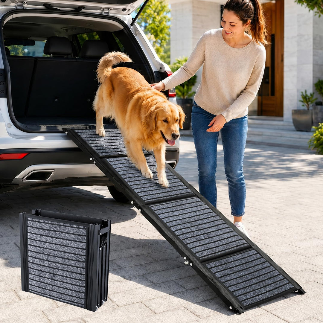 Extra lange 170 cm faltbare Hunderampe für grosse Hunde, Hunderampe für Auto mit rutschfester Teppic