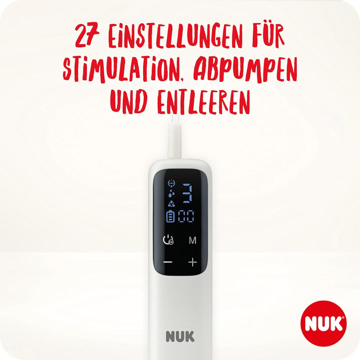 NUK Soft & Easy elektrische Doppel-Milchpumpe | Brustaufsätze aus 100 % Silikon | Klein, leicht und