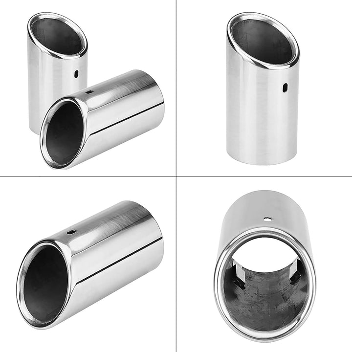 Qiilu 1 Paar Auspuffblende Edelstahl spiegel poliert Chrom Plug&Play Endrohrblenden Endrohrblende Au