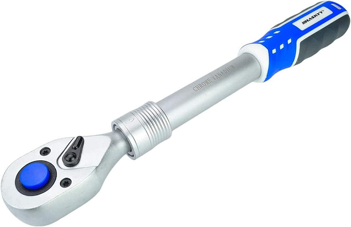 HASKYY | 1/2" + 3/8" + 1/4" | Teleskop-Ratsche-Knarre-Set I Umschaltknarre ausziehbar | feinverzahnt
