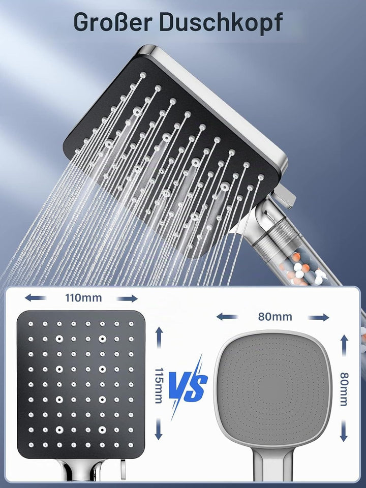 Duschkopf mit Schlauch 1.6M,YEAUPE PRO Wassersparend Handbrause Duschbrause mit Filter, Regendusche