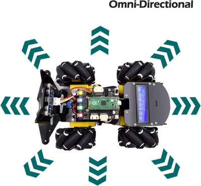 Adeept 4WD Omni-Directional Mecanum Wheels Robotic Car Kit for Raspberry Pi Pico DIY STEM Remote Con