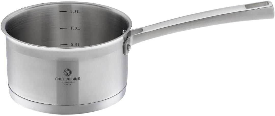 CHEF CUISINE Topfset, 3-tlg., Ø 16/20/24 cm, Glasdeckel, Gratis Topf-Untersetzer, Edelstahl, Alumini