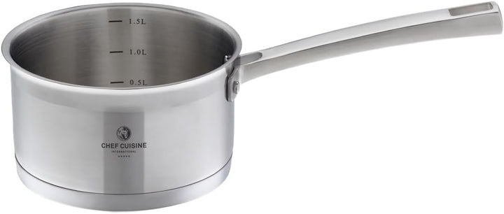 CHEF CUISINE Topfset, 3-tlg., Ø 16/20/24 cm, Glasdeckel, Gratis Topf-Untersetzer, Edelstahl, Alumini
