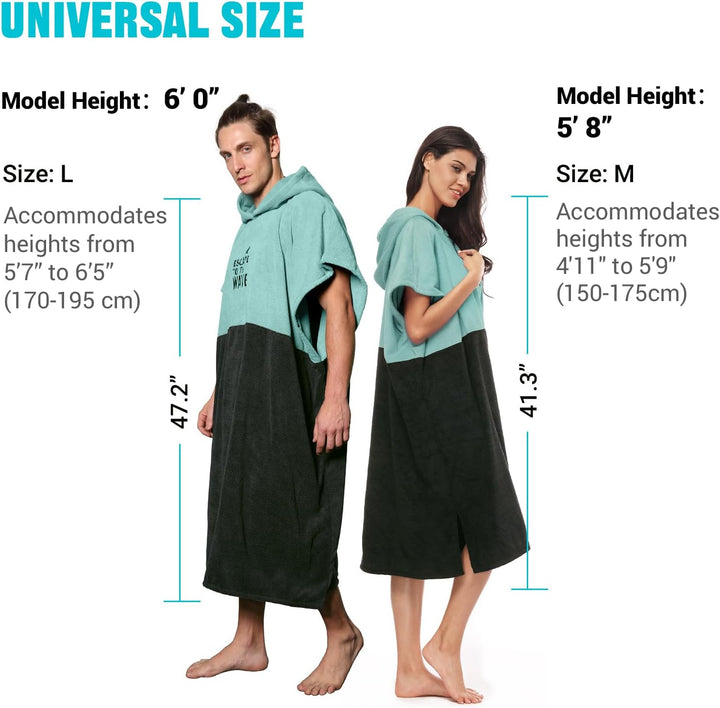 Vulken Bademantel mit Kapuze, Surfponcho für Umziehen Öffentlichkeit Frauen S/M Gross Petrol Teal, T