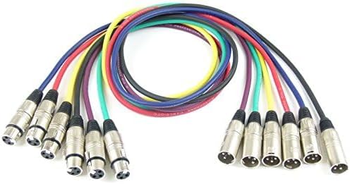4 Sets Adam Hall Mikrofonkabel je 1 m in den Farben Rot, Gelb, Grün, Blau, Vilolett, Schwarz, XLR fe